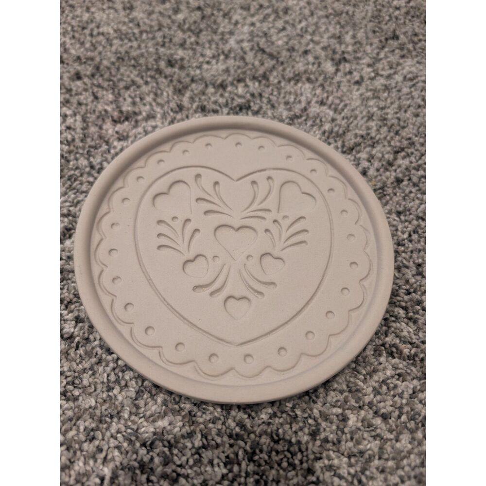 Hermitage Pottery Sandstone Trivet 6.25 Inch Heart Folk Art Design Vintage 1999